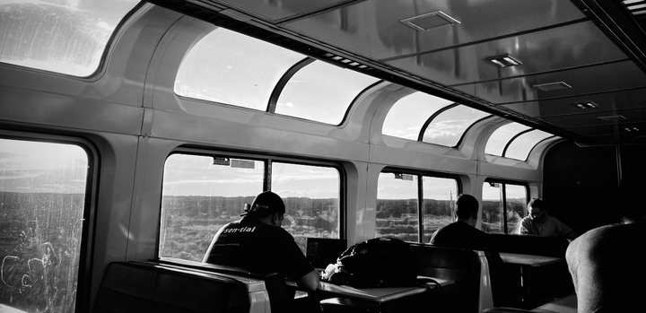 Late afternoon in the observation car.